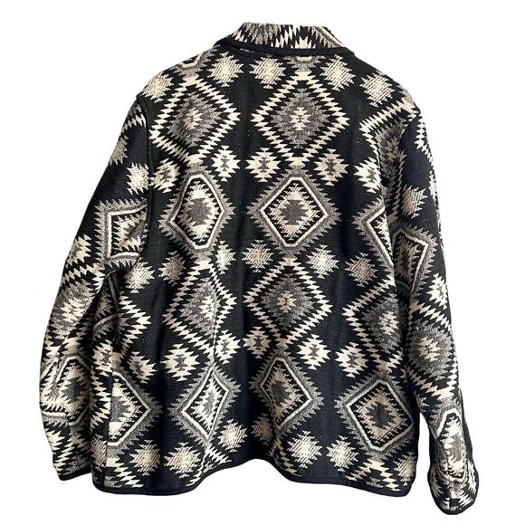 Vintage Jane Ashley Cross Knit Aztec black N White Jacket Size XL 23x29 - Picture 2 of 7
